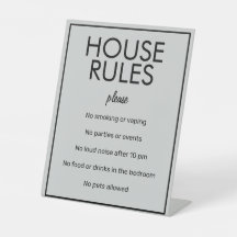 Modern Basic Grey House Rules Guest Pedestal Sign