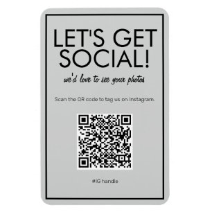 Modern Basic Grey Social Media QR Code Magnet