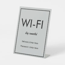 Modern Basic Light Grey Wi-Fi Guest Pedestal Sign
