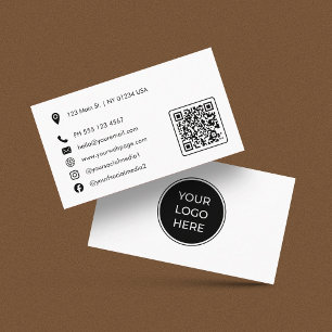 Modern Basic Social Media Scannable Logo Business Card