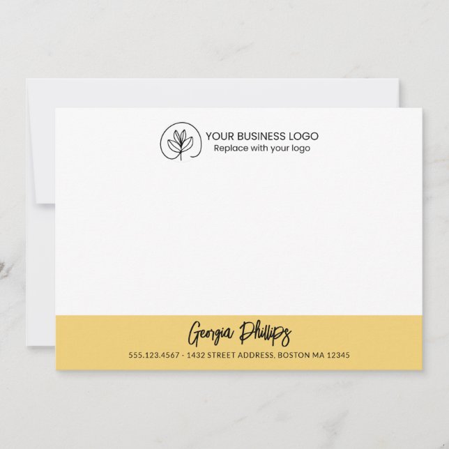 Modern Basic Soft Yellow Name & Logo Card (Front)