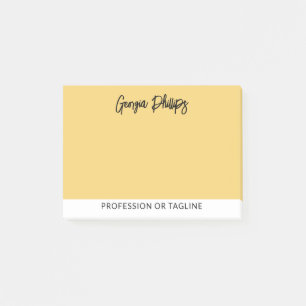 Modern Basic Soft Yellow Name & Profession Post-it Notes