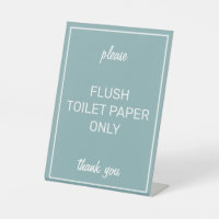 Modern Basic Teal Bathroom Septic Pedestal Sign