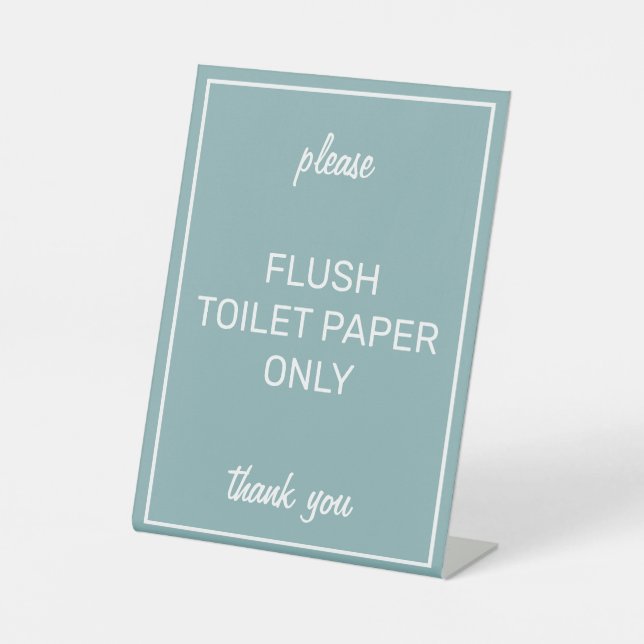 Modern Basic Teal Bathroom Septic Pedestal Sign (Front)