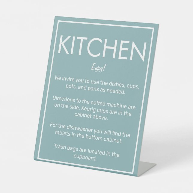 Modern Basic Teal Kitchen Counter Sign (Front)