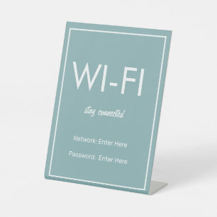 Modern Basic Teal Wi-Fi Guest Pedestal Sign