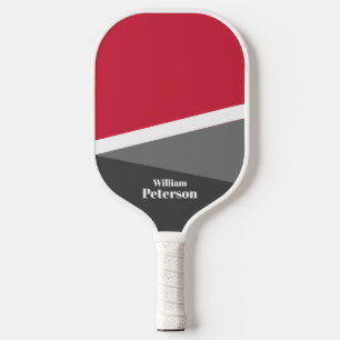Modern Basic Vintage Red Grey Shades Custom Name  Pickleball Paddle