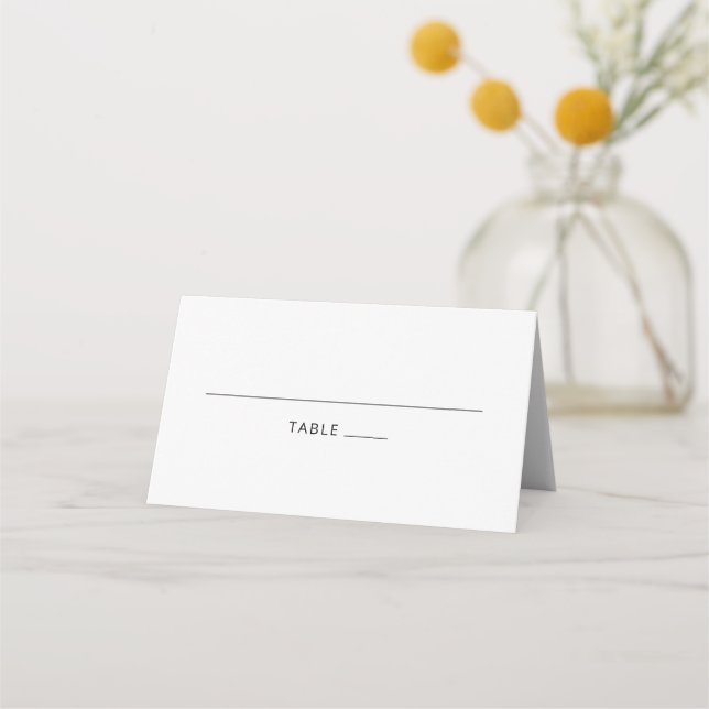 Modern Basic White Blank Bold Typography Wedding Place Card (Front)
