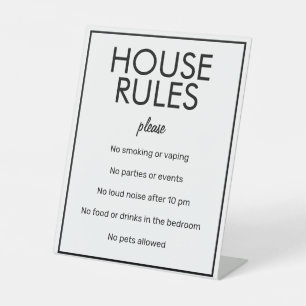 Modern Basic White House Rules Guest Pedestal Sign