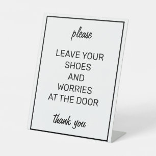 Modern Basic White Remove Shoes Counter Sign