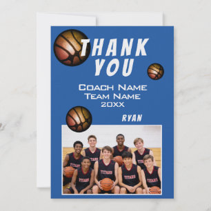 Modern Basketball Ball Photo Thank you Coach Card