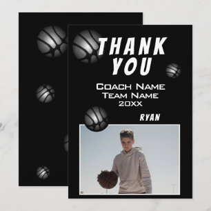 Modern Basketball Ball Photo Thank you Coach Card
