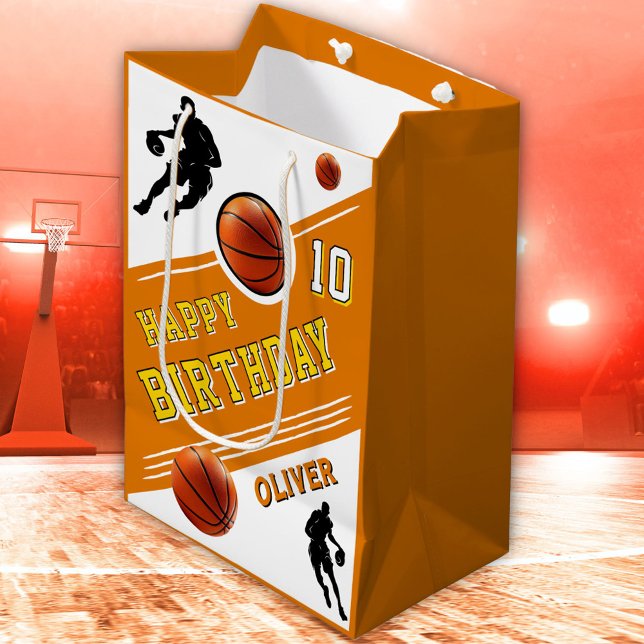 Modern Basketball Ball Player Themed Birthday  Medium Gift Bag (Creator Uploaded)