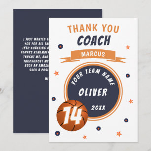 Modern Basketball Ball Thank you Coach Card
