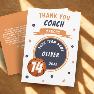Modern Basketball Ball Thank you Coach Card