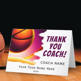 Modern Basketball Ball Thank you Coach  Card
