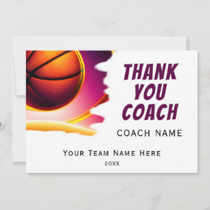 Modern Basketball Ball Thank you Coach Card