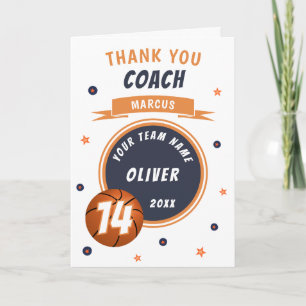 Modern Basketball Ball Thank you Coach Card
