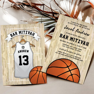 Modern Basketball Bar Mitzvah Invitation