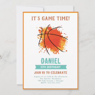 Modern Basketball Birthday Invitation