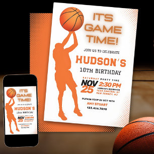 Modern Basketball Birthday Kids Sports Party Invitation