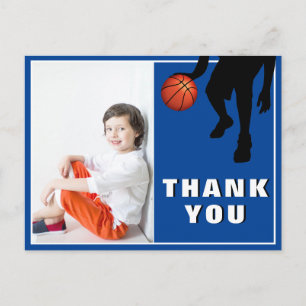 Modern Basketball Birthday Photo Thank you Postcard