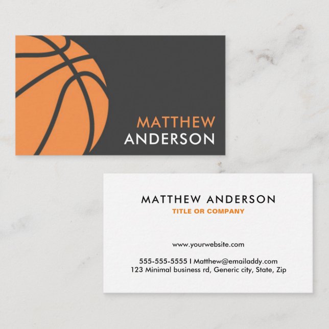 Modern basketball coach business cards (Front/Back)