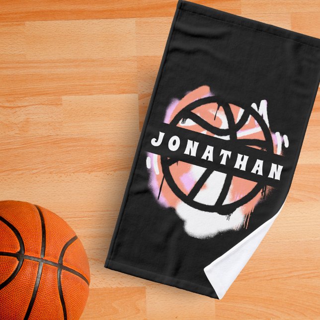 Modern Basketball Graffiti Player Name Cool Sport Hand Towel (Creator Uploaded)