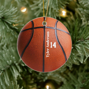 Modern Basketball Name and Player Number  Ceramic Tree Decoration
