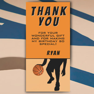 Modern Basketball Sports Birthday Thank You Card
