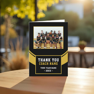 Modern Basketball Team Coach Photo Thank You Card