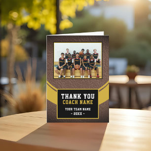 Modern Basketball Team Coach Photo Thank You Card