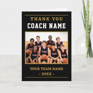 Modern Basketball Team Photo Coach Thank You Card