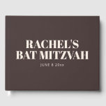 Modern Bat Mitzvah Brown Personalised Name Memory Guest Book<br><div class="desc">This personalised guest book features a rich brown cover with soft ivory cream typography and a bold, name-forward layout for a bat mitzvah celebration. Customise the name and date to create a keepsake guests can sign and families can revisit long after the event. The clean design works well for sign-in...</div>