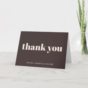 Modern Bat Mitzvah Brown Personalized Name Folded Thank You Card