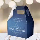 Modern Bat Mitzvah Party Blue Star of David Custom Favour Box<br><div class="desc">Beautiful deep shades of dark blue create a texture like water on this formal Bat Mitzvah party favour box. Elegant white minimalist script with your daughter's name on the subtle Star of David for a Jewish celebration.</div>