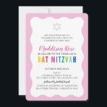 MODERN BAT MITZVAH rainbow colours wavy border pin Invitation<br><div class="desc">by kat massard >>> https://linktr.ee/simplysweetpaperie <<< A modern, simply classy invitation design for your child's BAR, Bat or B'NAI MITZVAH TIP :: 1. To change/move graphics & fonts and add more text - hit the "customise it" button. - - - - - - - - - - - - -...</div>