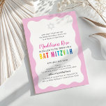 MODERN BAT MITZVAH rainbow colours wavy border pin Invitation<br><div class="desc">by kat massard >>> https://linktr.ee/simplysweetpaperie <<< A modern, simply classy invitation design for your child's BAR, Bat or B'NAI MITZVAH TIP :: 1. To change/move graphics & fonts and add more text - hit the "customise it" button. - - - - - - - - - - - - -...</div>