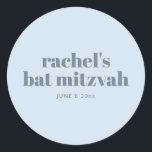 Modern Bat Mitzvah Soft Blue Personalised Favour Classic Round Sticker<br><div class="desc">Modern Bat Mitzvah Soft Blue Personalised Favour Classic Round Sticker</div>
