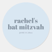 Modern Bat Mitzvah Soft Blue Personalised Favour