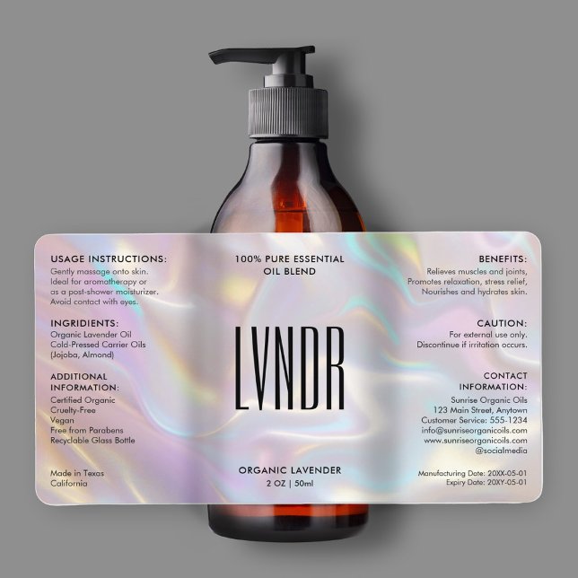 Modern Bath Body Beauty Ingredients Holographic  (Modern Bath Body Beauty Ingredients Holographic Label
)