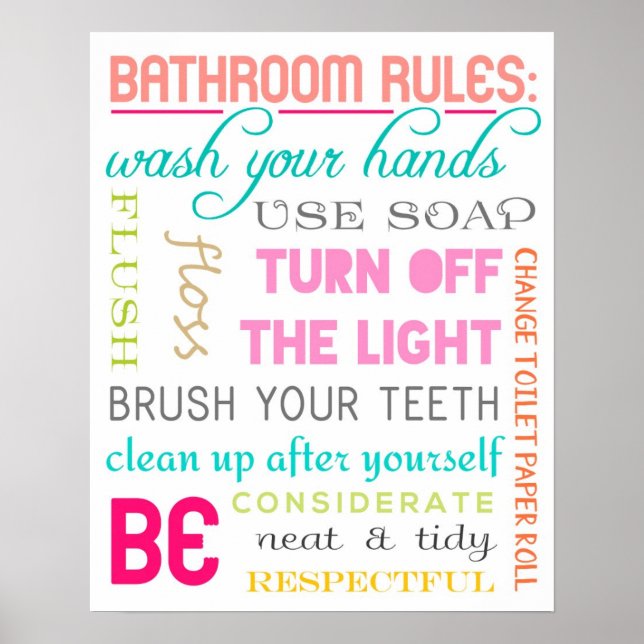 Modern Bathroom Rules Print (Front)