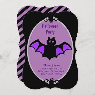 Modern Bats Halloween Invitation