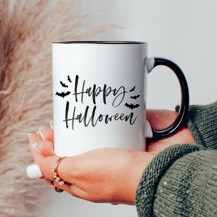Modern Bats Happy Halloween Mug