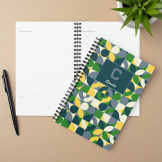 Modern Bauhaus Abstract Geometric Monogram Pattern Planner