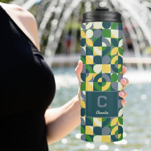 Modern Bauhaus Abstract Geometric Monogram Pattern Thermal Tumbler