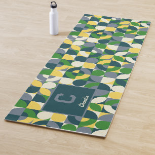 Modern Bauhaus Abstract Geometric Monogram Pattern Yoga Mat
