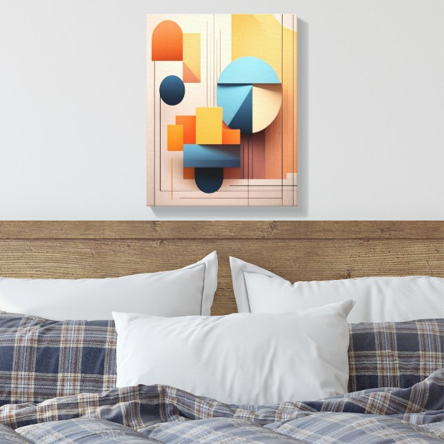 Modern Bauhaus Geometric 3D Abstract Art Gallery Canvas Print (Insitu(Bedroom))