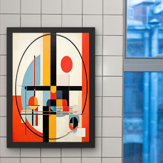 Modern Bauhaus-Inspired Geometric Abstract Art Poster
