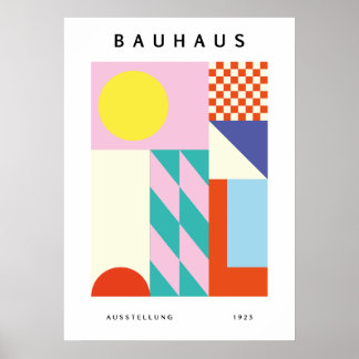 Modern Bauhaus Wall Art Pink Yellow